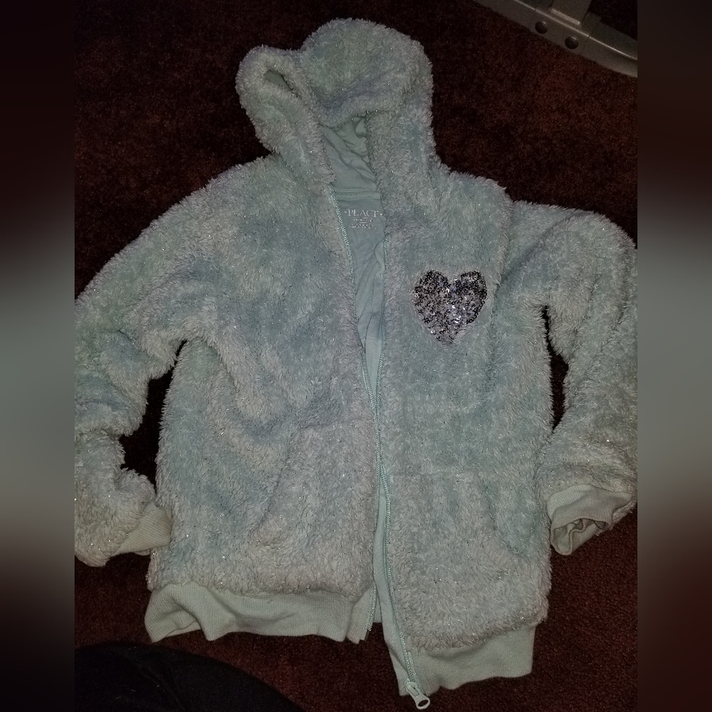Girl's size 7/8 fury mint green coat